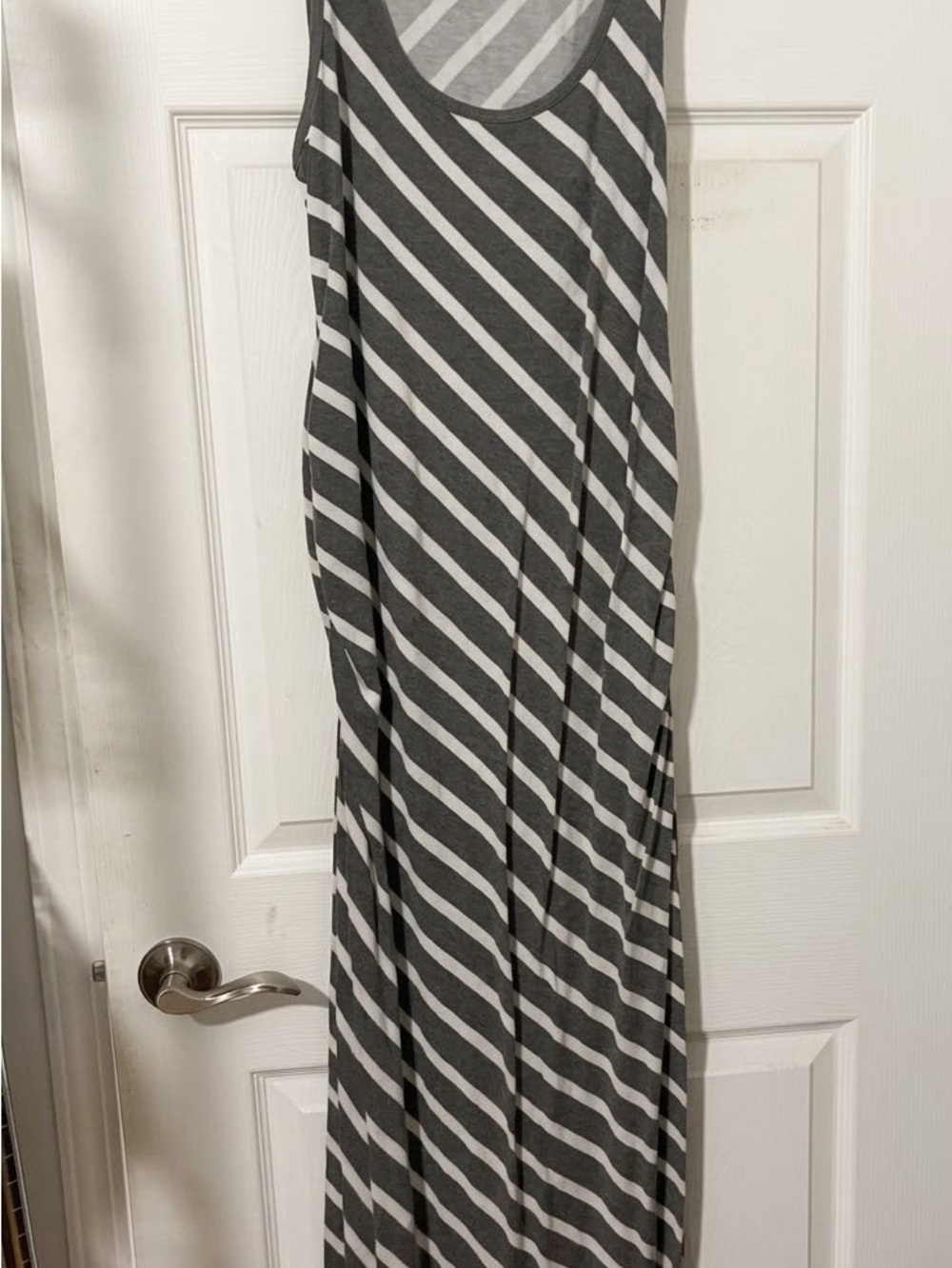 Old Navy Striped Gray & White Maxi Skirt